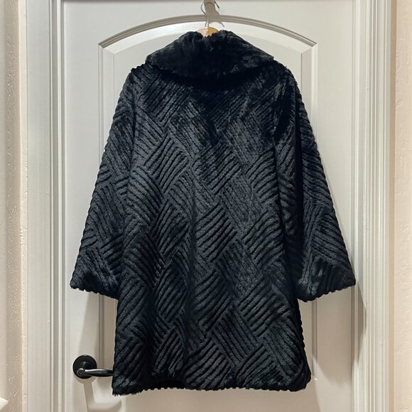 New Alpine Studio Black Faux Fur Coat Small Plush Soft - Picture 2 of 6
